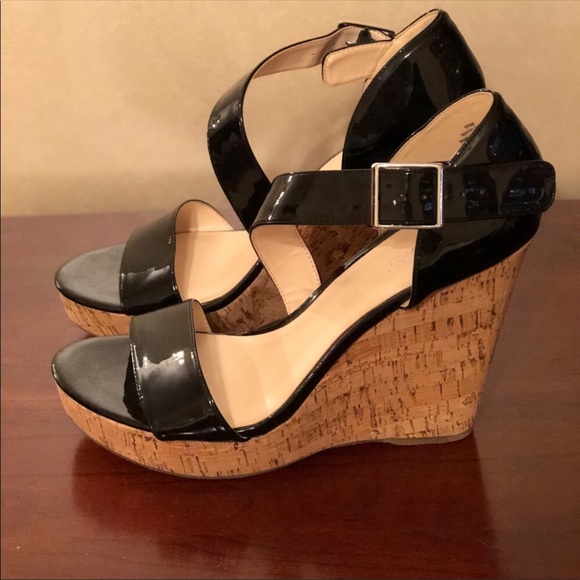 Nine West Black Patent Leather Wedges - Picture 2 of 6